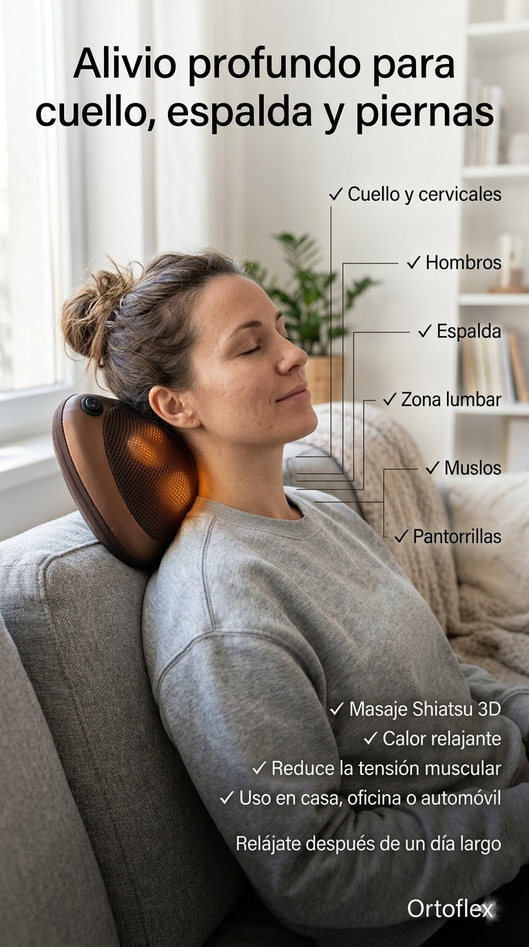 Cojín Almohada de Masaje Eléctrico Shiatsu Con Calor para Cuello Hombros Espalda Piernas Pies Alivio del Dolor Muscular