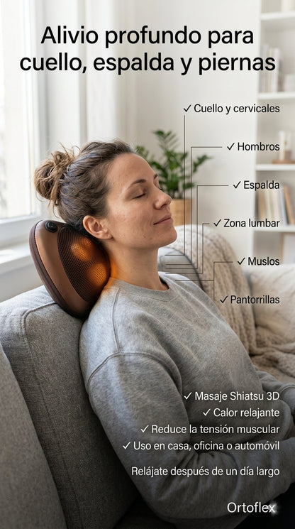 Cojín Almohada de Masaje Eléctrico Shiatsu Con Calor para Cuello Hombros Espalda Piernas Pies Alivio del Dolor Muscular