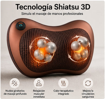 Cojín Almohada de Masaje Eléctrico Shiatsu Con Calor para Cuello Hombros Espalda Piernas Pies Alivio del Dolor Muscular